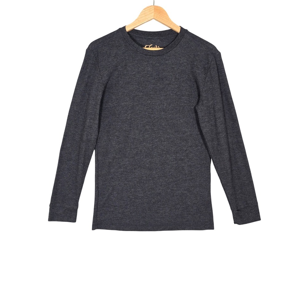 Jachs New York Men's Thermal Waffle Knit Long Sleeve Shirt Charcoal Grey Medium